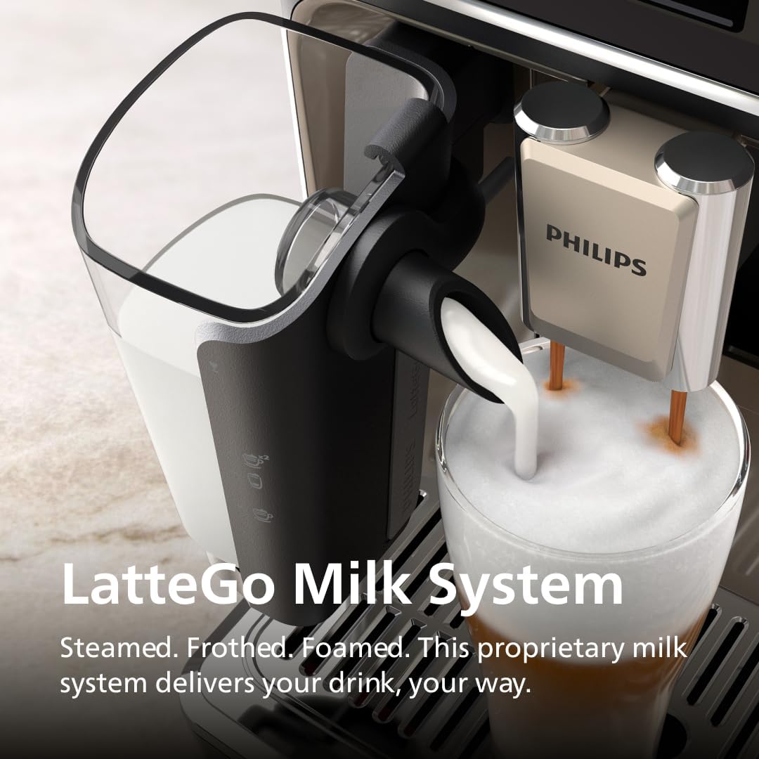 Philips Seria 5500 automatyczny ekspres do kawy  (EP5546/70)– LatteGo system mleczny, 20 gorących i zimnych specjałów kawowych, 40% cichszy dzięki SilentBrew, QuickStart, czarny i srebrny