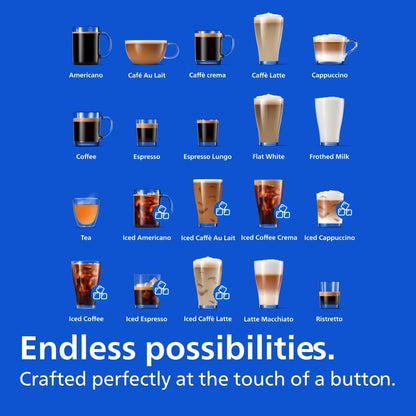 Philips Seria 5500 automatyczny ekspres do kawy  (EP5546/70)– LatteGo system mleczny, 20 gorących i zimnych specjałów kawowych, 40% cichszy dzięki SilentBrew, QuickStart, czarny i srebrny