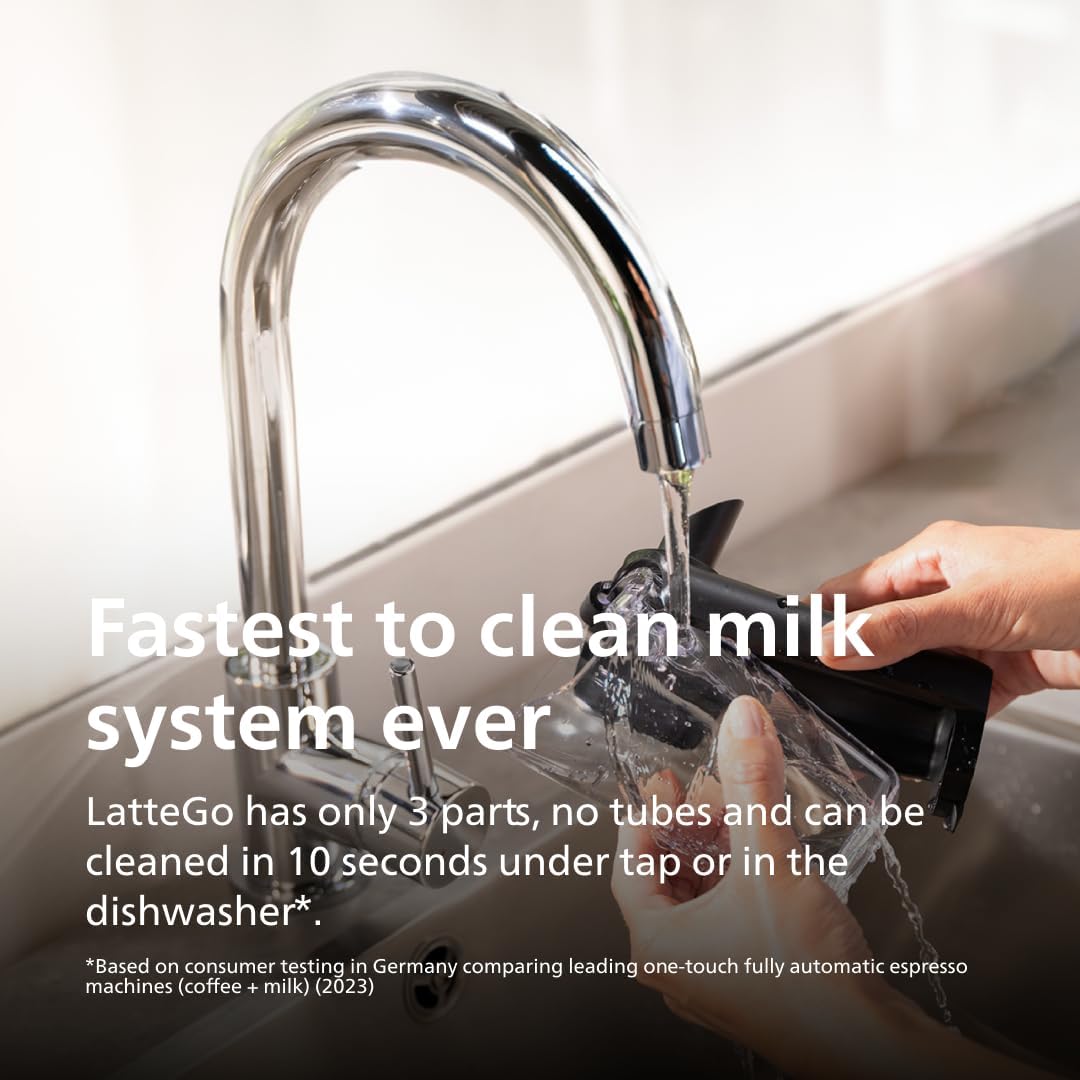 Philips Seria 5500 automatyczny ekspres do kawy  (EP5546/70)– LatteGo system mleczny, 20 gorących i zimnych specjałów kawowych, 40% cichszy dzięki SilentBrew, QuickStart, czarny i srebrny