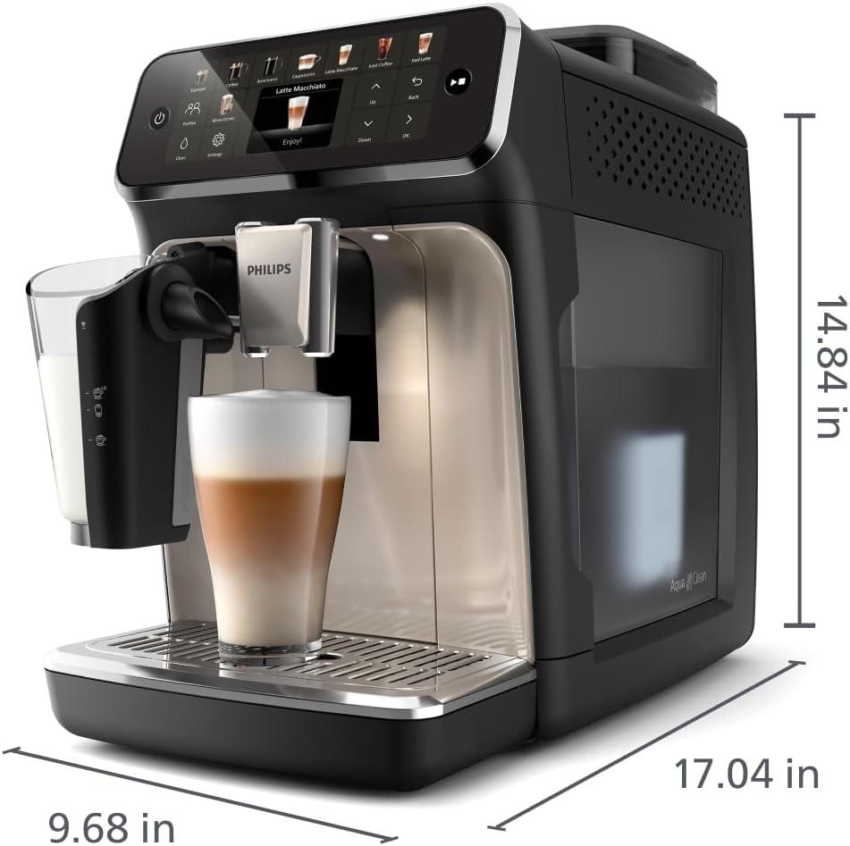 Philips Seria 5500 automatyczny ekspres do kawy  (EP5546/70)– LatteGo system mleczny, 20 gorących i zimnych specjałów kawowych, 40% cichszy dzięki SilentBrew, QuickStart, czarny i srebrny