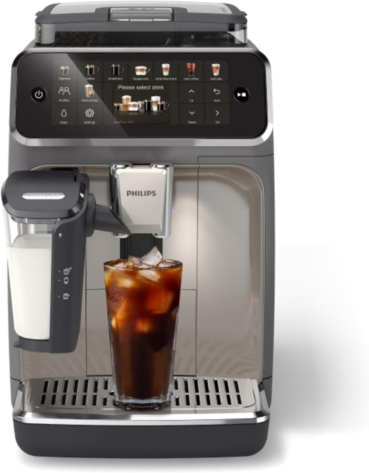 Philips Seria 5500 automatyczny ekspres do kawy  (EP5546/70)– LatteGo system mleczny, 20 gorących i zimnych specjałów kawowych, 40% cichszy dzięki SilentBrew, QuickStart, czarny i srebrny